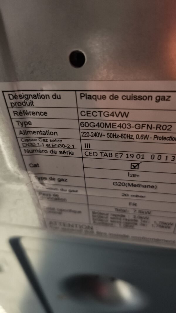 Plaque de gaz continental Edison