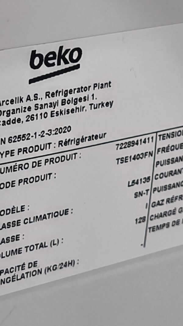 Réfrigérateur trop Beko